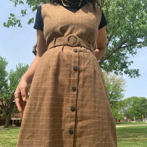 plaid knee length dress Jessica Howard 2x Plaid Womens Knee length Half Sleeve Lined Dress with pockets